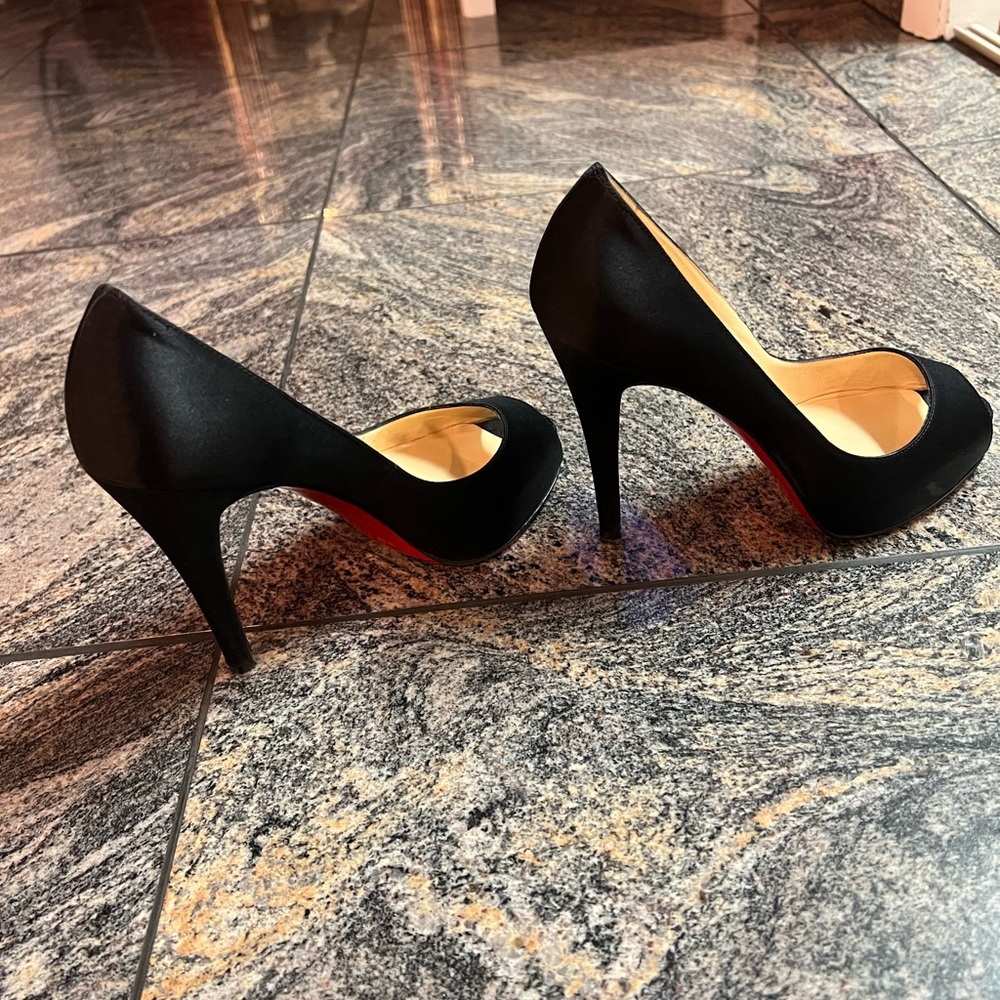 Christian Louboutin Very Prive 120mm Black Satin